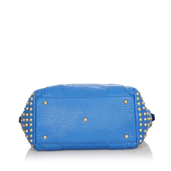 🥳LAST CHANCE 🥳 MCM Blue Leather Studded Design Large Tote Bag - Picture 9 of 17